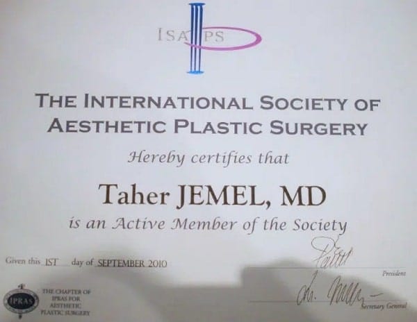 Certifications Dr Djemal Taher